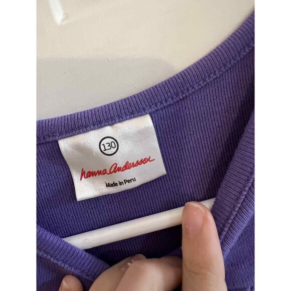 Hanna Anderson Girls Size 8 Green and Purple Striped Dress Long Sleeve - Picture 4 of 8